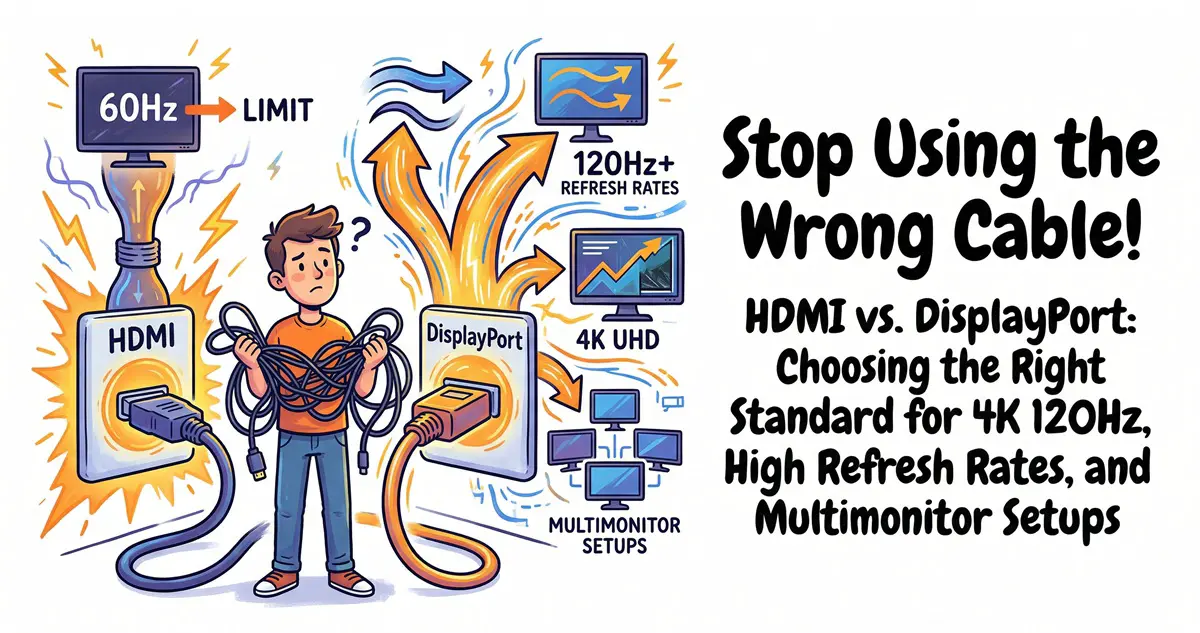 Stop Using the Wrong Cable! HDMI vs. DisplayPort: Choosing the Right Standard for 4K 120Hz, High Refresh Rates, and Multimonitor Setups
