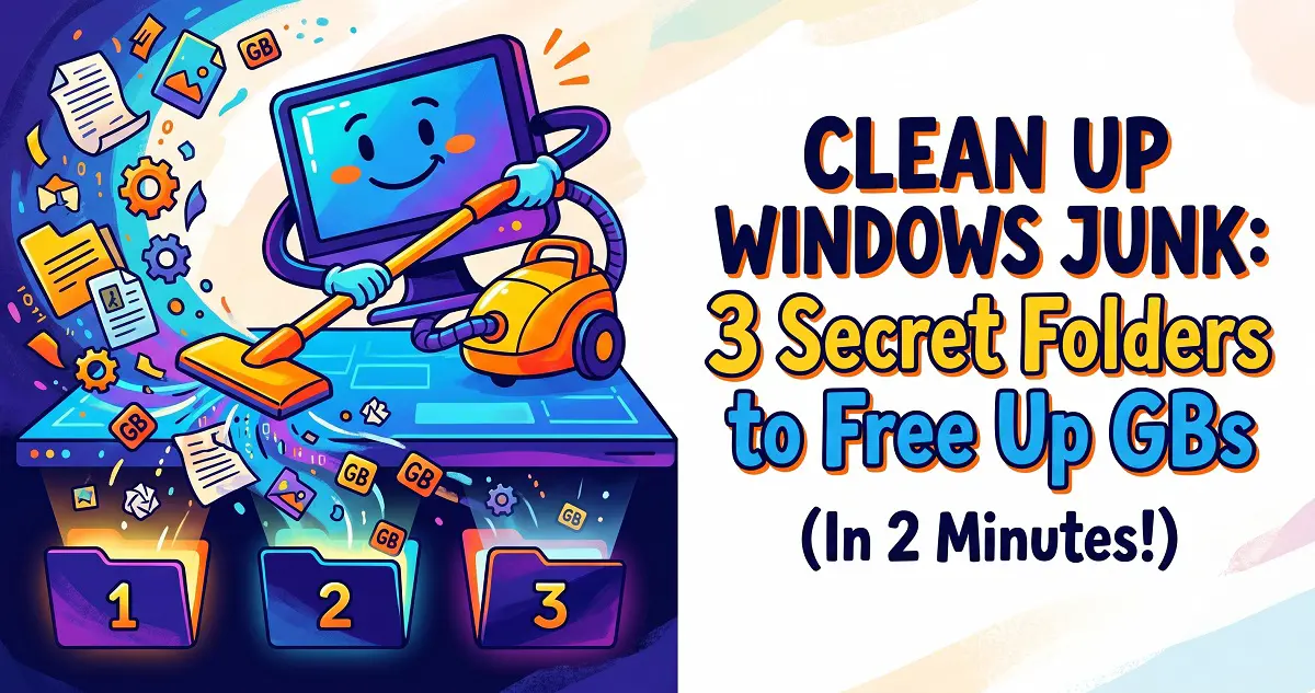 Clean Up Windows Junk: 3 Secret Folders to Free Up GBs in 2 Minutes