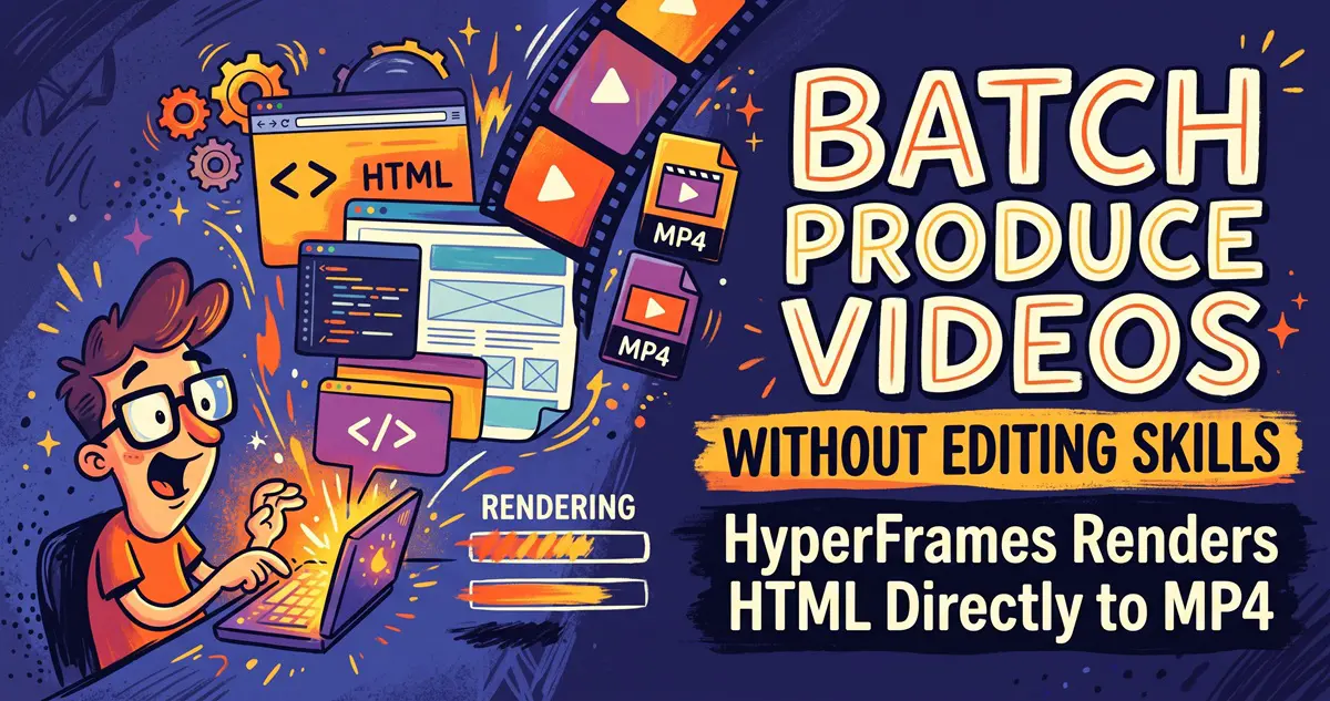 Batch Produce Videos Without Editing Skills: HyperFrames Renders HTML Directly to MP4
